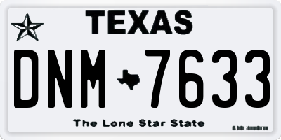 TX license plate DNM7633