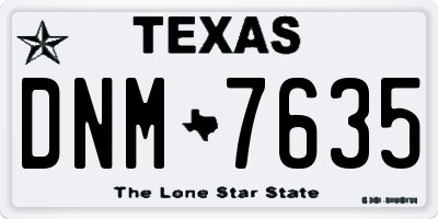 TX license plate DNM7635