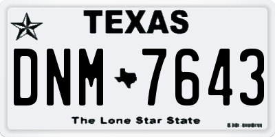 TX license plate DNM7643