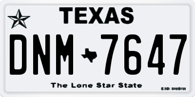 TX license plate DNM7647