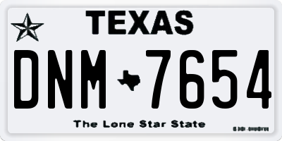 TX license plate DNM7654