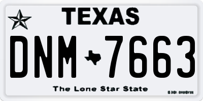 TX license plate DNM7663