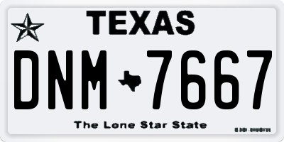 TX license plate DNM7667