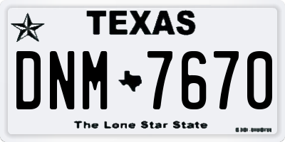 TX license plate DNM7670