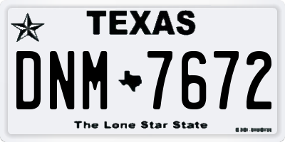 TX license plate DNM7672