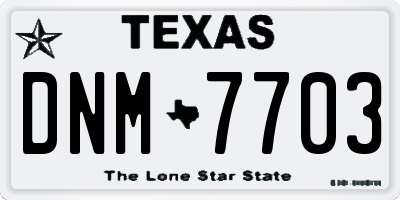 TX license plate DNM7703