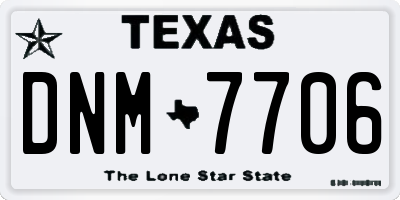 TX license plate DNM7706