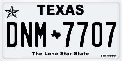 TX license plate DNM7707