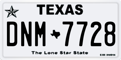 TX license plate DNM7728