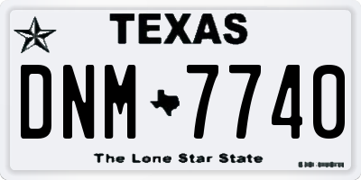 TX license plate DNM7740