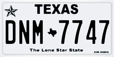 TX license plate DNM7747