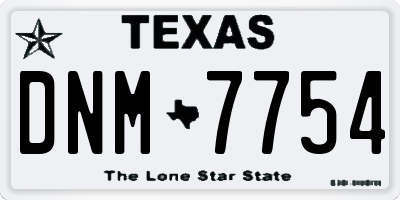 TX license plate DNM7754