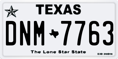 TX license plate DNM7763