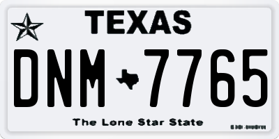 TX license plate DNM7765