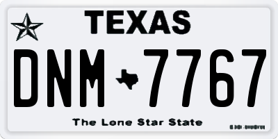 TX license plate DNM7767