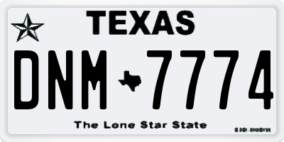 TX license plate DNM7774