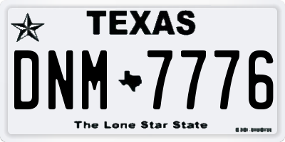 TX license plate DNM7776