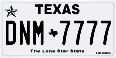 TX license plate DNM7777