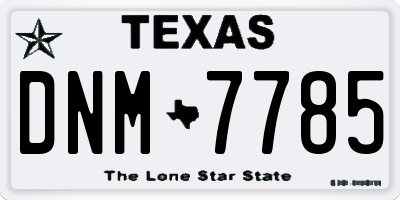 TX license plate DNM7785