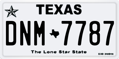 TX license plate DNM7787