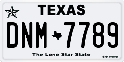 TX license plate DNM7789