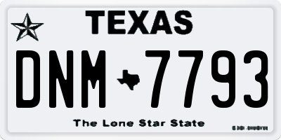 TX license plate DNM7793