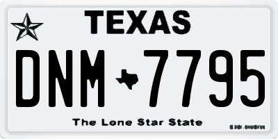 TX license plate DNM7795