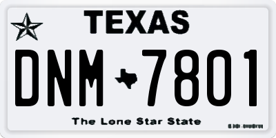 TX license plate DNM7801