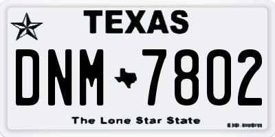 TX license plate DNM7802