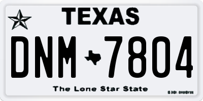 TX license plate DNM7804