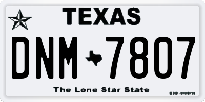 TX license plate DNM7807