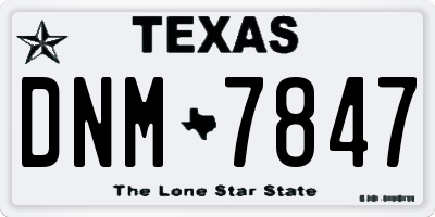 TX license plate DNM7847