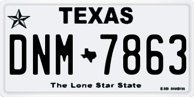 TX license plate DNM7863