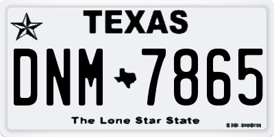 TX license plate DNM7865
