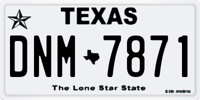 TX license plate DNM7871