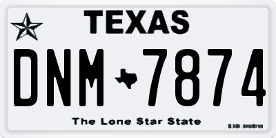 TX license plate DNM7874