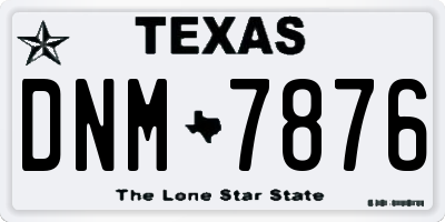 TX license plate DNM7876
