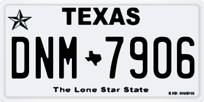 TX license plate DNM7906