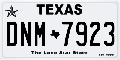 TX license plate DNM7923