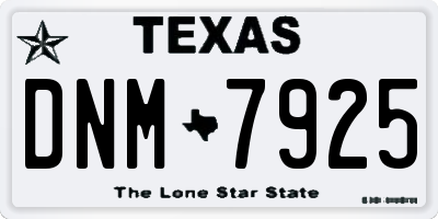 TX license plate DNM7925