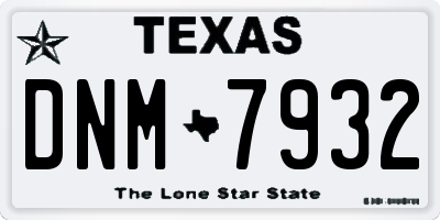 TX license plate DNM7932
