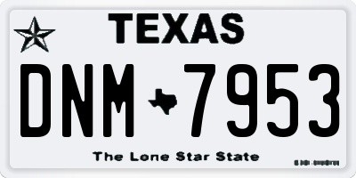 TX license plate DNM7953