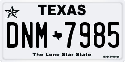 TX license plate DNM7985