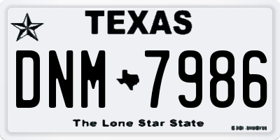 TX license plate DNM7986