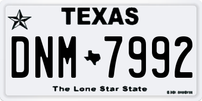 TX license plate DNM7992