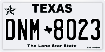 TX license plate DNM8023