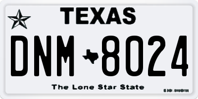 TX license plate DNM8024