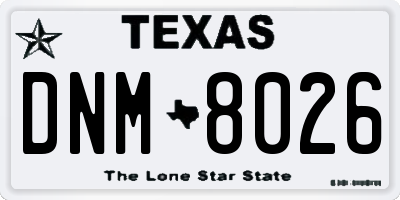 TX license plate DNM8026