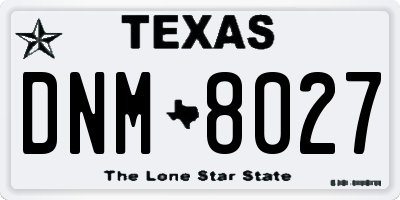 TX license plate DNM8027