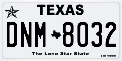TX license plate DNM8032